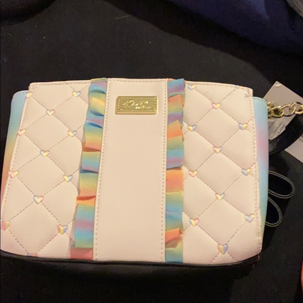 Betsy Johnson crossbody rainbow and hearts